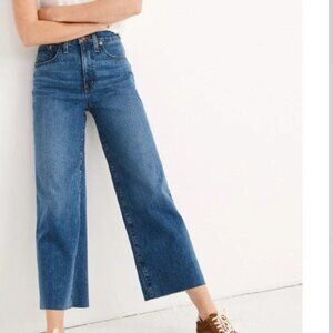 Madewell The Slim Wide Leg Crop Denim Jeans Crownridge Wash Raw Hem 27